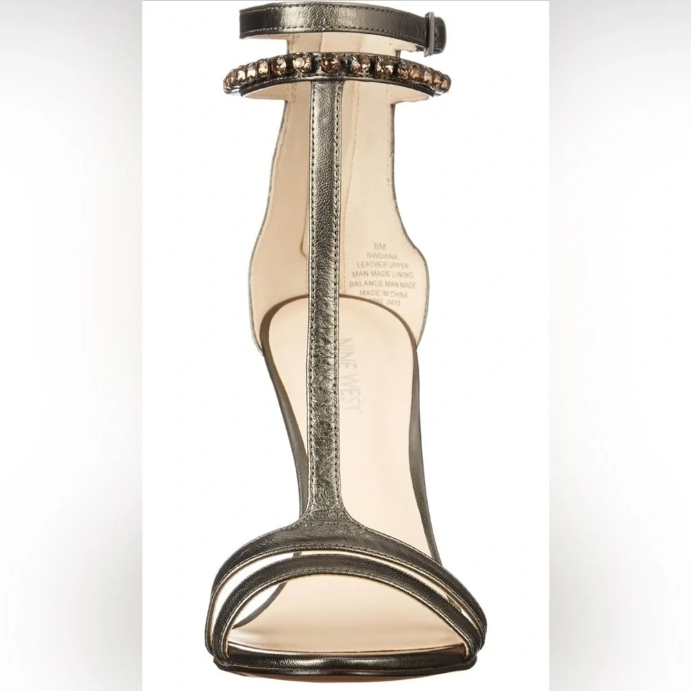Nine West Women's Dana Leather Heeled Sandal Black 9